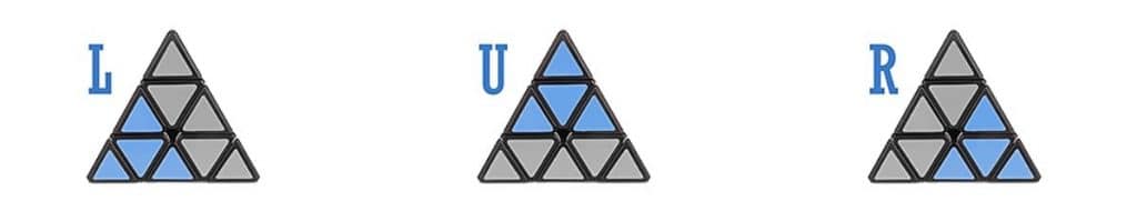 pyraminx rubik's cube triangle mouvement R L et U